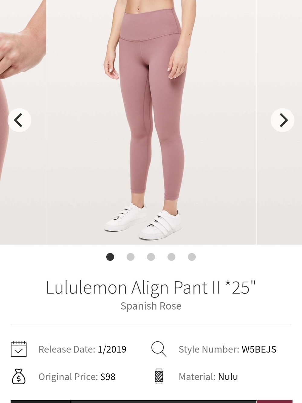 Lululemon Align Pant II in Spanish Rose